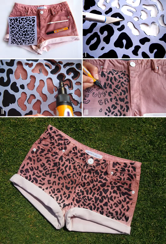 DIY leopard print short shorts