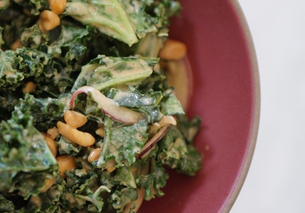 kale salad with spicy peanut dressing 5