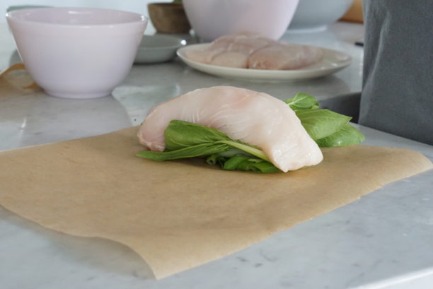 Asian Steamed Halibut with Scallions & Bok Choy