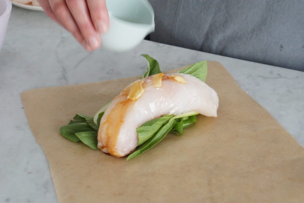 Gwyneth Paltrow's Asian Steamed Halibut with Scallions & Bok Choy